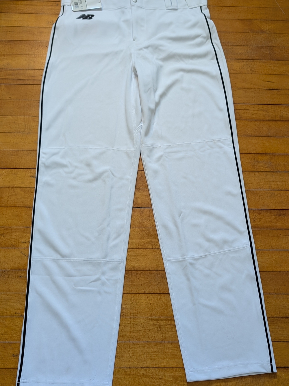 New Balance Men’s XL, 34" Inseam White Athletic Pants with Black Side Stripe
